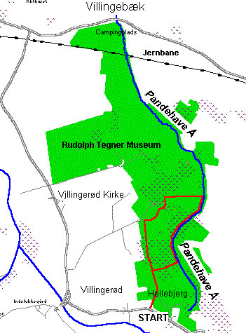 Kort over Rusland ved Hornbæk. Lånt fra Danmarks Naturfredningsforening